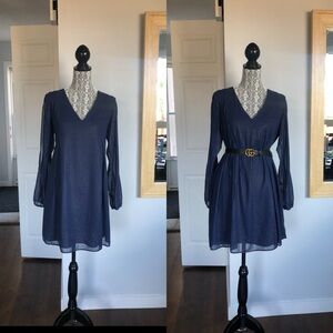 NWT Large BCBGeneration V-Neck Shift Dress With Silver Embellishments.Slit Arms.